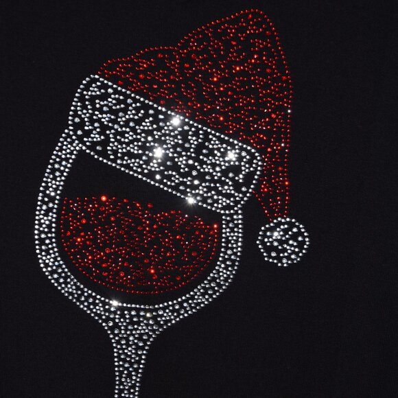 Christmas Wine Glass rhinestone bling VN SS shirt XS S M L XL XXL 1X 2X 3X 4X 5X - Picture 4 of 9
